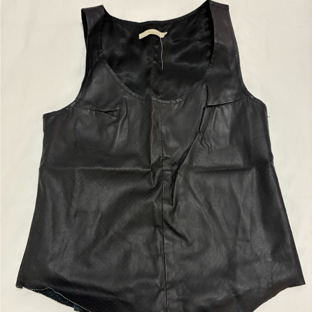 TOWNSEN Black Faux Leather Sleeveless Tank Top Size XS Edgy Y2K Moto